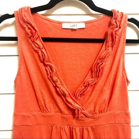 Loft Women's Orange/ Coral Sleeveless V-Neck Dress Size XS - Picture 3 of 7